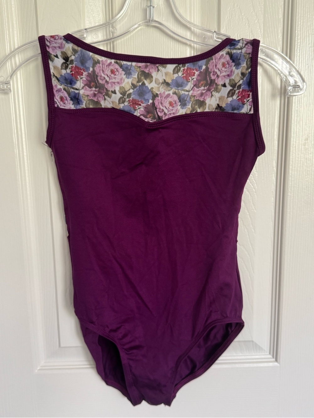 2-piece Suffolk Dance Leotard with Matching Skirt in Plum & Floral Mesh